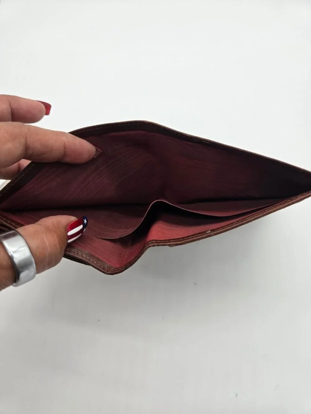 Vintage Bosca Burgundy Leather Kiss Lock Wallet Coin Purse Bifold Organizer